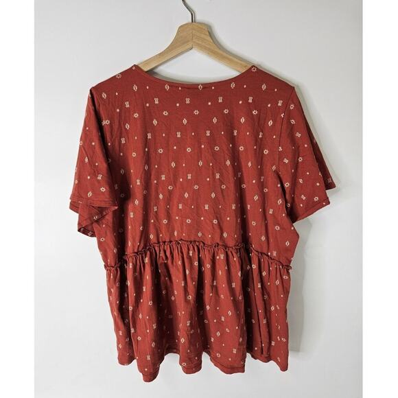 Torrid Jersey V-Neck Relaxed Tie Front Crop Top Terracota Bossa Nova 1X - Picture 4 of 8